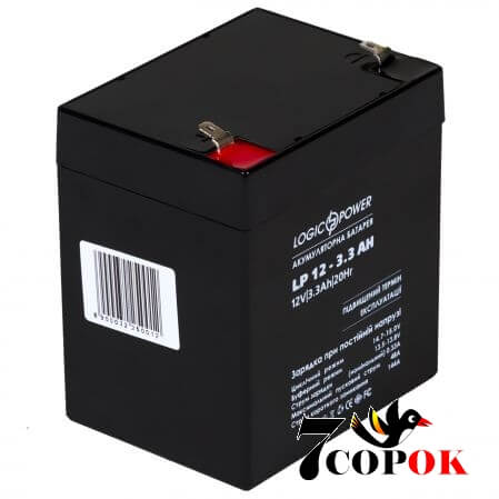 Акумулятор LogicPower AGM LP 12 - 3,3 AH 3225, свинцево-кислотний