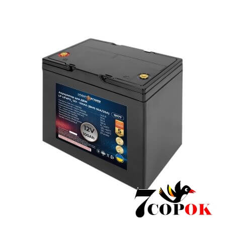 Акумулятор LogicPower LP LiFePO4 12V - 100 Ah (BMS 50A/25A) для ДБЖ, літій-залізо-фосфатний