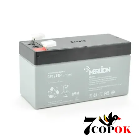 Акумулятор Merlion AGM GP1213F1 12 V 1,3Ah, свинцево-кислотний