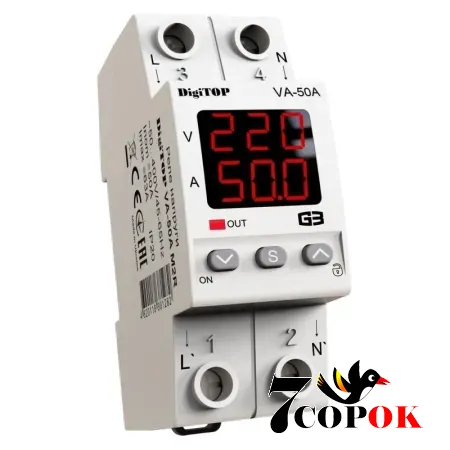 Реле напруги з контролем струму DigiTOP VА-50A M2R
