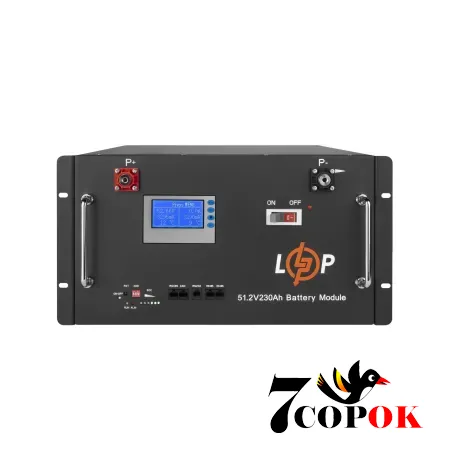 Акумулятор LogicPower LP LiFePO4 48V (51,2V) 230 Ah (11776Wh) (Smart BMS 200A) с LCD RM, літій-залізо-фосфатний