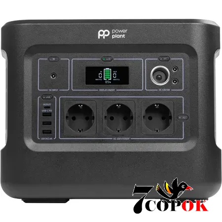 Портативна зарядна станція для дому PowerPlant 1036.8Wh, 288000mAh, 1000W (1.0 кВт)