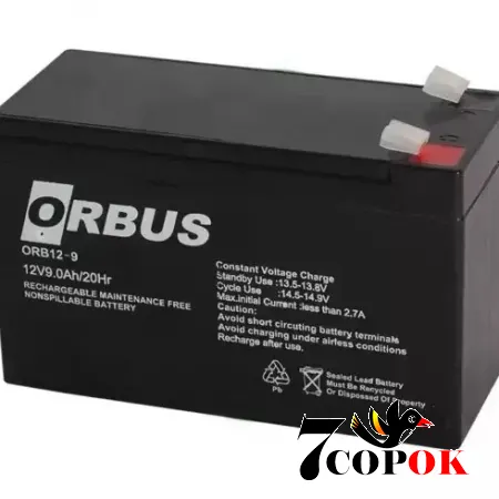 Акумулятор Orbus ORB1290 AGM 12V 9Ah, AGM свинцево-кислотний, купити