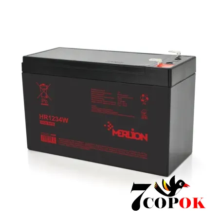 Акумулятор Merlion HR1234W, 12V 9,5Ah Black, AGM свинцево-кислотний