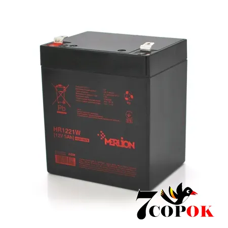 Акумулятор Merlion HR1221W, 12V 5Ah, AGM свинцево-кислотний, купити