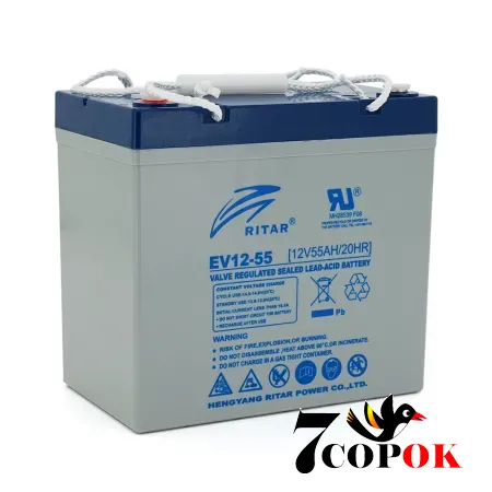 Акумулятор RITAR EV12-55 12V 55Ah, AGM свинцево-кислотний тяговий