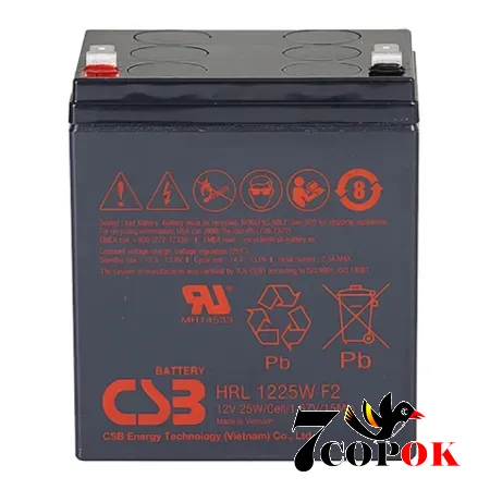 Акумулятор CSB HRL1225WF2 12V 5.8Ah, AGM свинцево-кислотний, купити