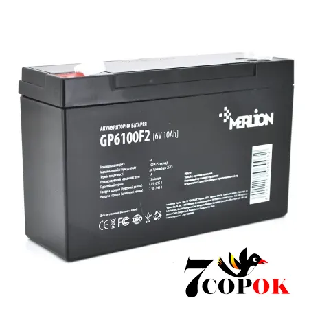 Акумулятор Merlion AGM GP610F2 6 V 10Ah, AGM свинцево-кислотний, купити