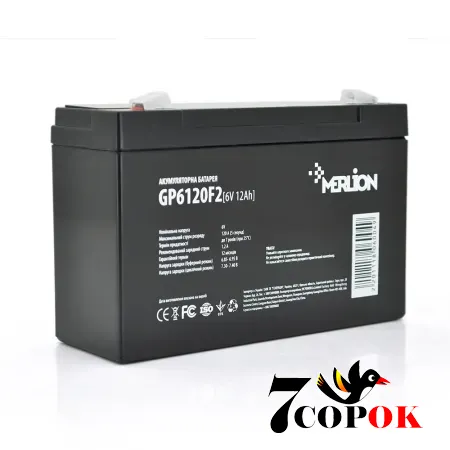 Акумулятор Merlion AGM GP6120F2 6 V 12Ah, AGM свинцево-кислотний, купити