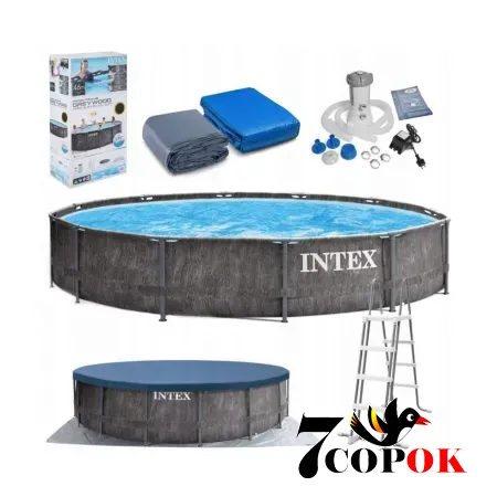 Бассейн каркасный для дачи Intex 26742 (457 x 122см) Graphite Prism Frame Pool
