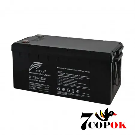 Акумулятор Ritar LiFePo4 LFP 25.6V 150Ah G2, літій-залізо-фосфатний