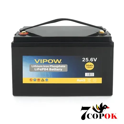 Акумулятор Vipow LiFePO4 25,6V 50Ah, літій-залізо-фосфатний, купити