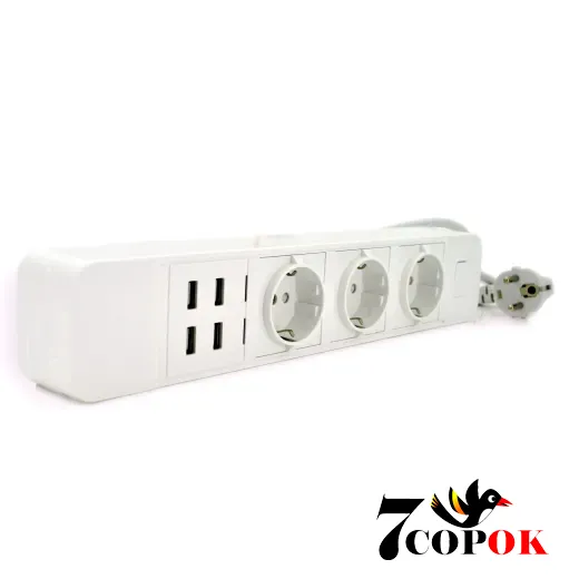 Сетевой фильтр Voltronic WiFi 3 Розетки 4 USB White, купить