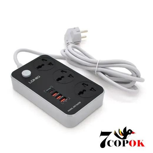 Сетевой фильтр LDNIO SC3412 3 Розетки + 4 USB, купить в Украине