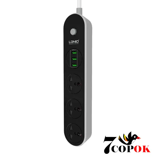 Сетевой фильтр LDNIO SC3301 3 Розетки + 3 USB, купить в Украине