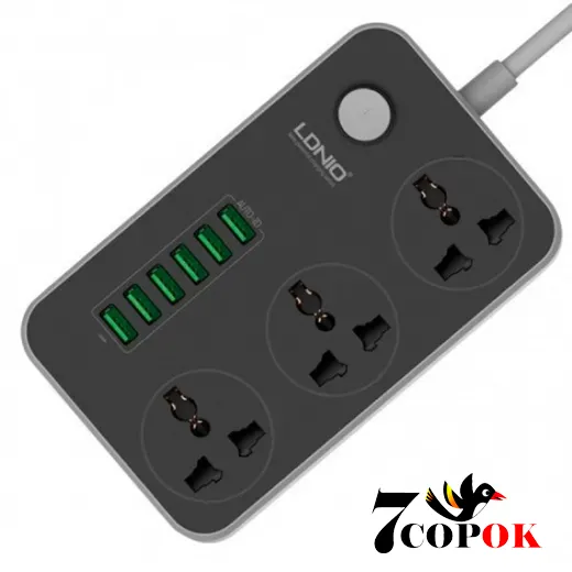 Сетевой фильтр LDNIO SC3604 3 Розетки + 6 USB, купить в Украине