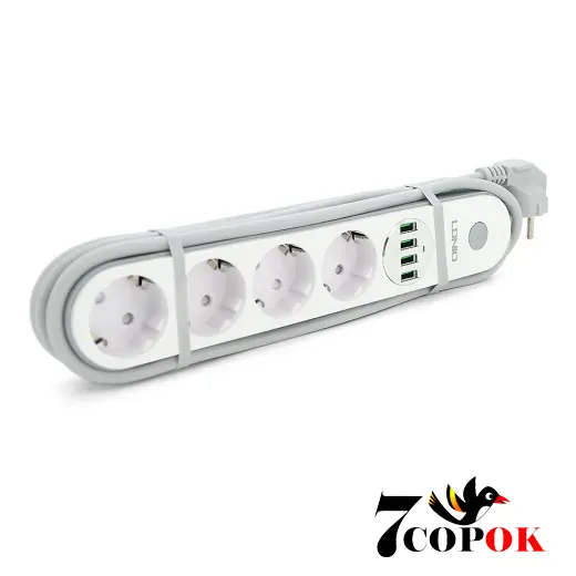 Сетевой фильтр LDNIO SE4432 4 Розетки + 4 USB, купить в Украине