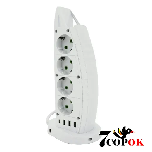 Сетевой фильтр Voltronic F14 8 розеток EU + 3 USB + Type-C 2 м White