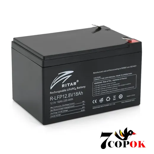 Акумулятор Ritar LiFePO4 12,8V 18Ah 230.4WH, літій-залізо-фосфатний
