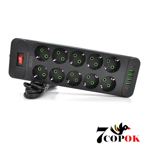 Сетевой фильтр Voltronic F35U 10 розеток EU + 4 USB + 2 PD Black