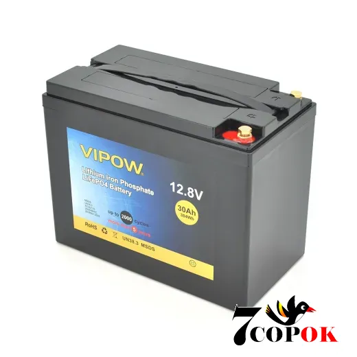 Акумулятор Vipow LiFePO4 12,8V 30Ah ВМS 25A, літій-залізо-фосфатний
