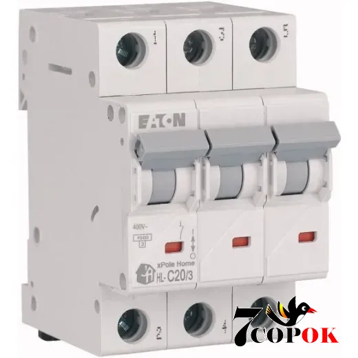 Автоматичний вимикач Eaton HL-C20/3 4,5kA 3п 20A, купити в Україні