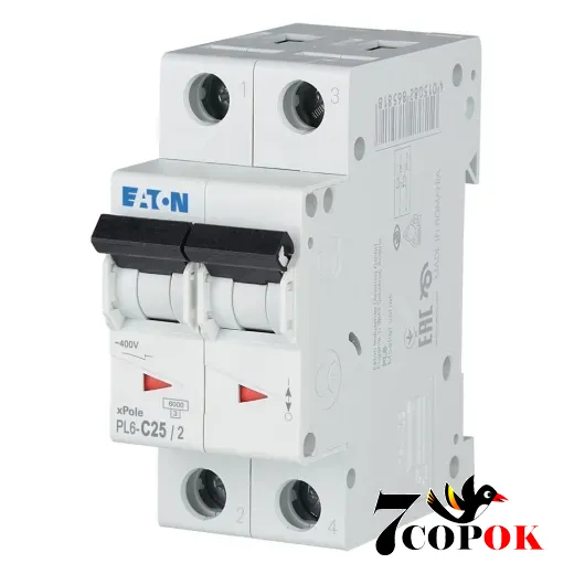 Автоматический выключатель Eaton PL6-C25/2 6kA 2п 25A, купить в Украине