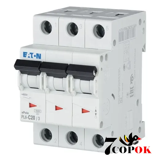 Автоматический выключатель Eaton PL6-C20/3 6kA 3п 20A, купить в Украине