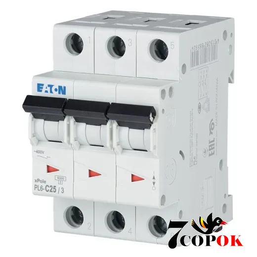 Автоматический выключатель Eaton PL6-C25/3 6kA 3п 25A, купить в Украине