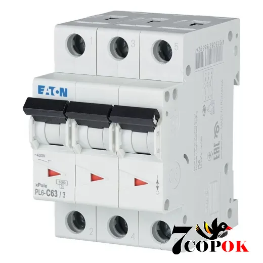 Автоматический выключатель Eaton PL6-C63/3 6kA 3п 63A, купить в Украине