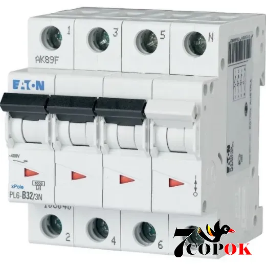 Автоматичний вимикач Eaton PL6-C32/3N 6kA 3п 32A, купити в Україні