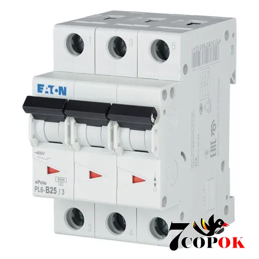 Автоматический выключатель Eaton PL6-B25/3 6kA 3п 25A, купить в Украине