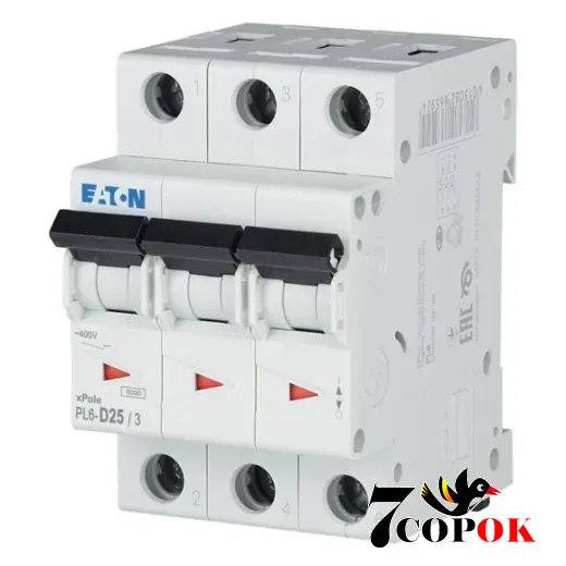 Автоматический выключатель Eaton PL6-D25/3 6kA 3п 25A, купить в Украине