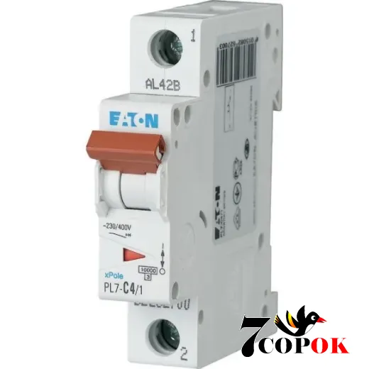 Автоматический выключатель Eaton PL7-C4/1 10kA 1п 4A, купить в Украине