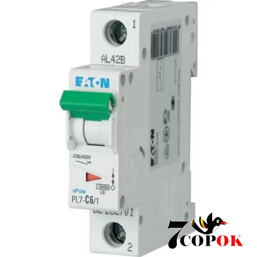 Автоматический выключатель Eaton PL7-C6/1 10kA 1п 6A, купить в Украине