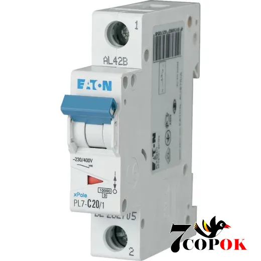 Автоматический выключатель Eaton PL7-C20/1 10kA 1п 20A, купить в Украине