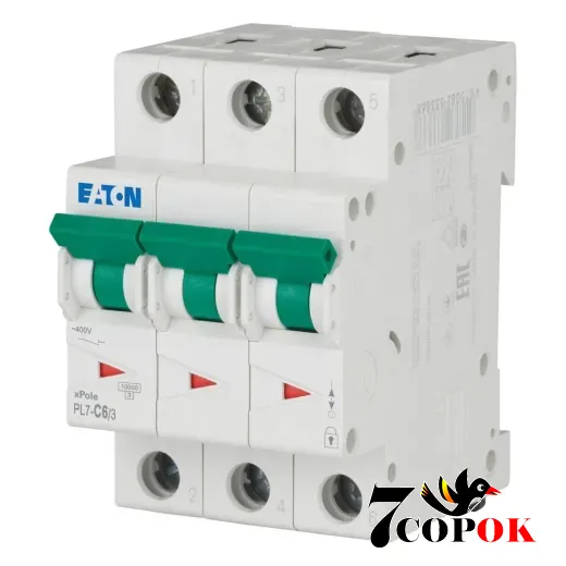 Автоматичний вимикач Eaton PL7-C6/3 10kA 3п 6A, купити в Україні