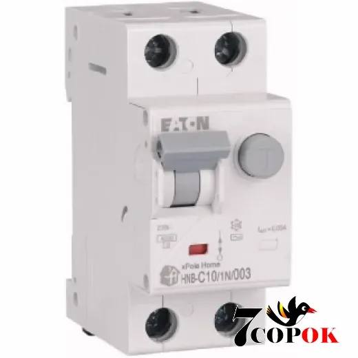 Дифференциальный автоматический выключатель Eaton HNB-C10/1N/003 30mA 2п 10A Диф автомат 10А