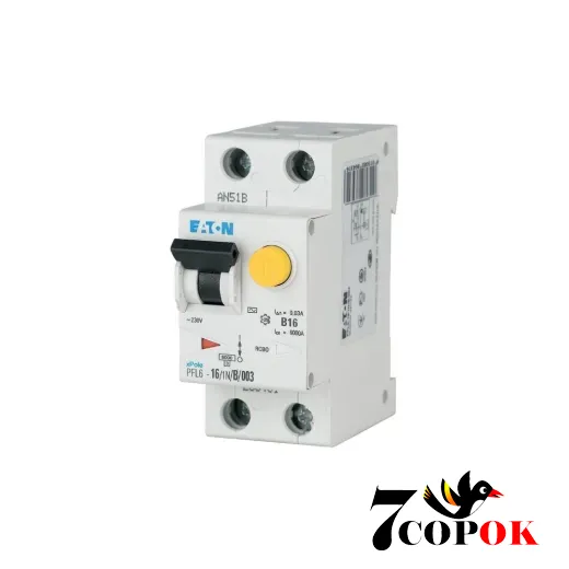 Дифференциальный автоматический выключатель Eaton PFL6-20/1N/C/003 30mA 2п 20A Диф автомат 20А