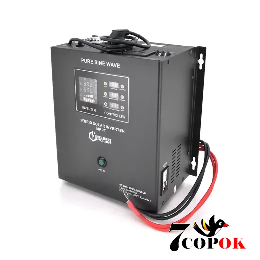 Гибридный солнечный инвертор 0.7 кВт - Europower RTSWm-1000LCD, 700W, 12V, 10A, 140-275V, MPPT (20/40А, 15-75Vdc)