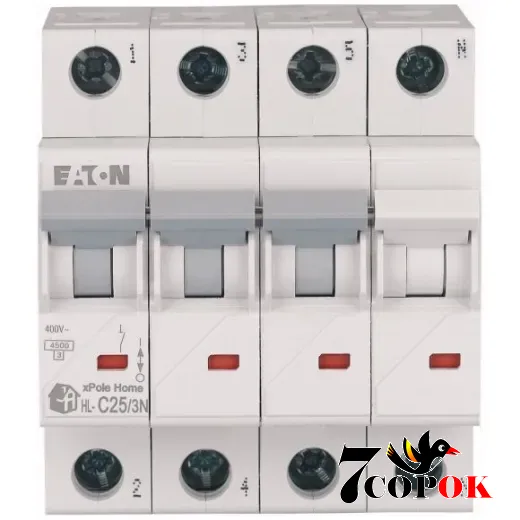 Автоматичний вимикач Eaton HL-C25/3N 4,5kA 3п 25A, купити в Україні