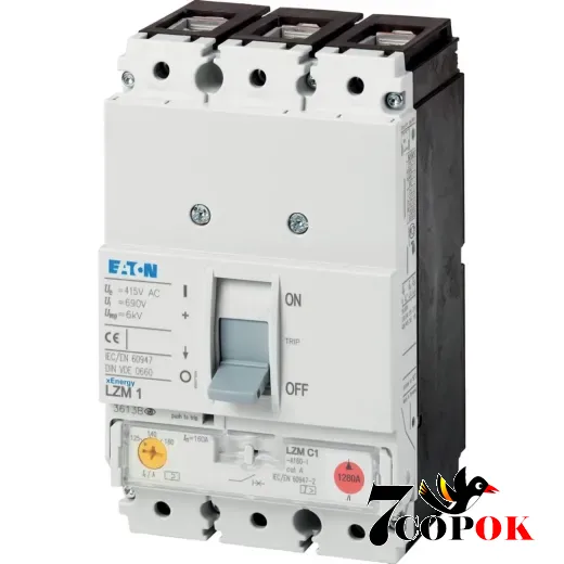 Автоматичний вимикач Eaton LZMC1-A100-I 36kA 3п 100A, купити