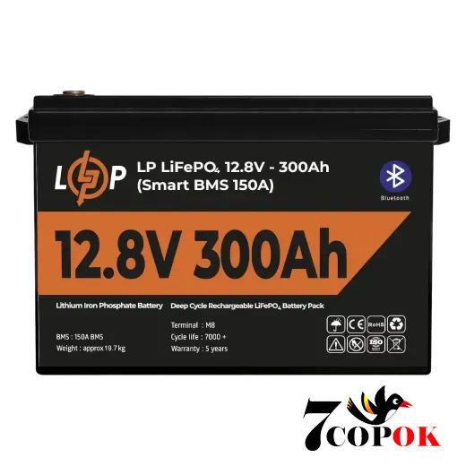 Акумулятор LogicPower LP LiFePO4 12,8V - 300 Ah (3840Wh) (Smart BMS 200А) з BT, літій-залізо-фосфатний