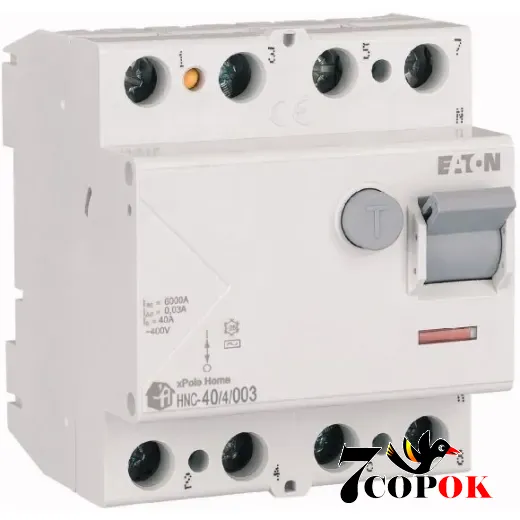 Дифференциальное реле Eaton HNC-40/4/003 30mA 4п 40A УЗО 40А, купить