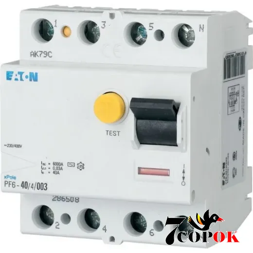 Дифференциальное реле Eaton PF6-25/4/03 300mA 4п 25A УЗО 25А, купить