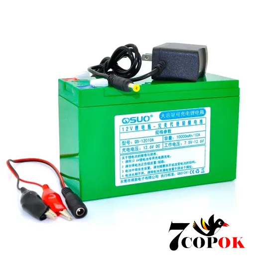 Літій іонний акумулятор Акумуляторна батарея літієва QiSuo 12V 10A з елементами Li-ion 18650 (150X64,5X97,7) + зарядний пристрі