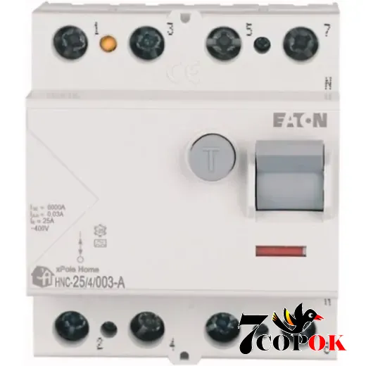 Дифференциальное реле Eaton 4п 25A HNC-25/4/003-A 30mA УЗО 25А, купить