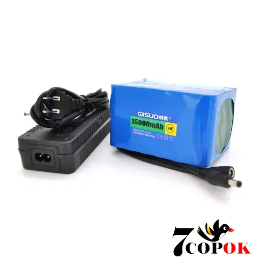 Літій іонний акумулятор QiSuo 24V 15A Li-ion 18650 + зарядний пристрій 25.2V3A, DC5.5x2.1
