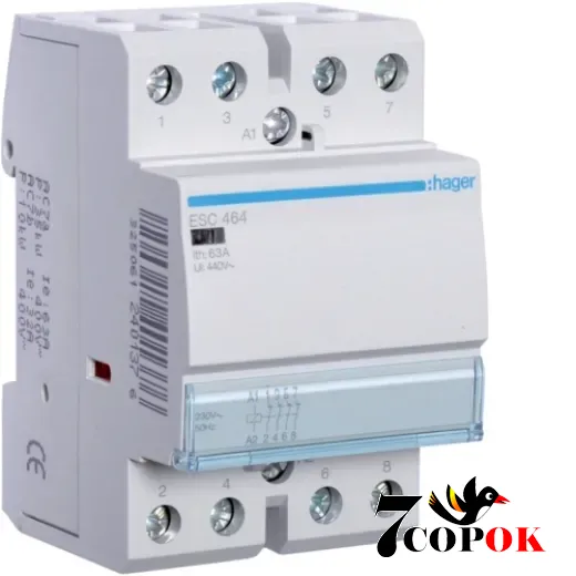 Контактор 63А Hager 63A, 4НЗ, 230В (ESC464), купить в Украине