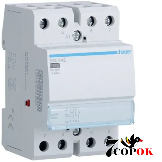 Контактор 40А Hager 40A, 2НВ+2НЗ, 230В (ESC442), купить в Украине